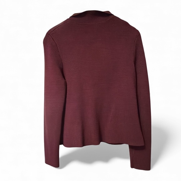 Zara Smooth Knit Cardigan Jacket Oxblood Burgundy Gold Button Large - Picture 2 of 3